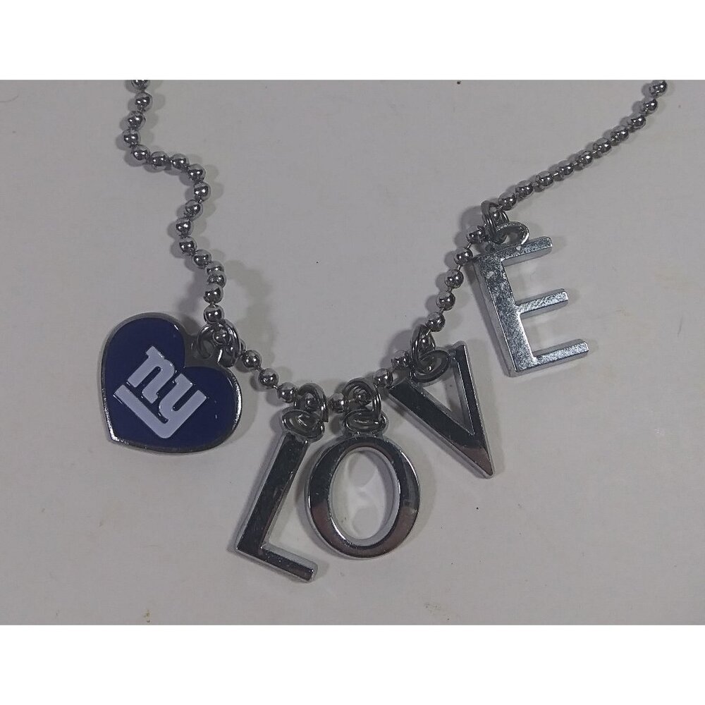 New York Giants Necklace 10in Touch Alyssa Milano Love Heart Football NFL Silver